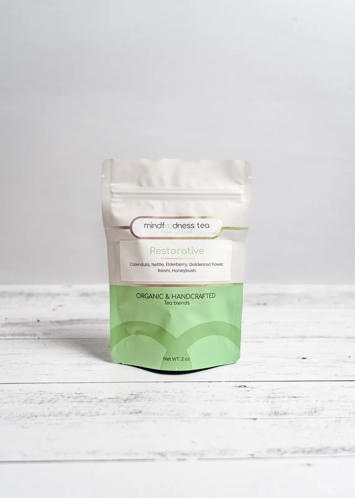 Restorative Tea pouch in green Restorative Tea pouch in green