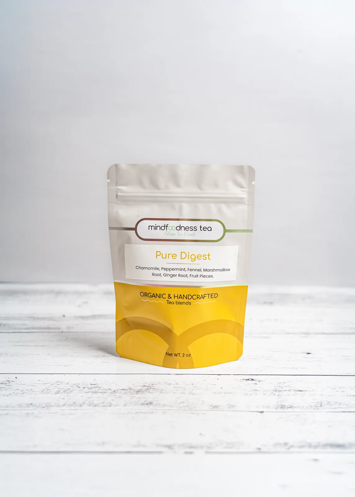 Pure Digest Tea pouch in yellow Pure Digest Tea pouch in yellow